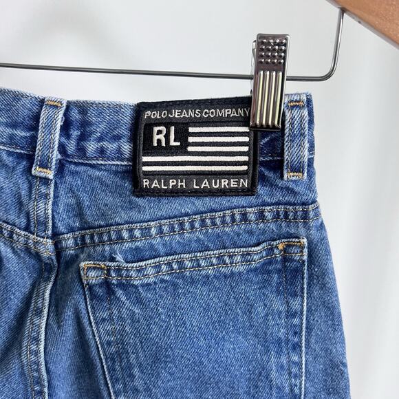 Vintage Polo Jeans Co. Ralph Lauren Jean Shorts Boys 8 Denim Blue Carpenter Y2k - Picture 4 of 7